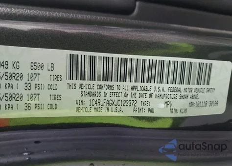 2018 Jeep Grand Cherokee Altitude 4X4 from USA, damaged, VIN 1C4RJFAGXJC123372
